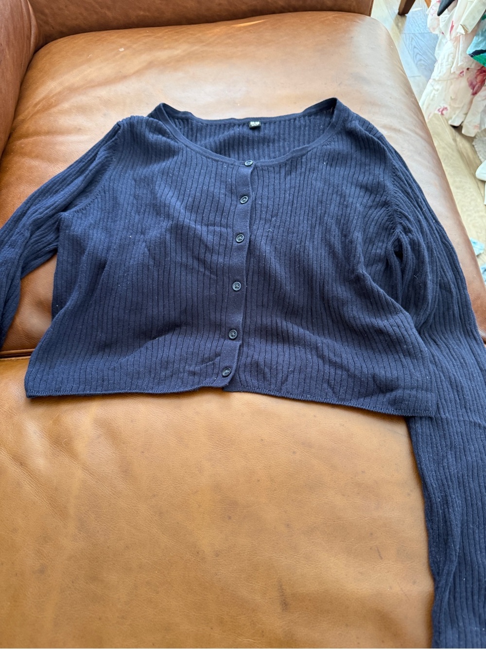 Uniqlo Navy Ribbed Button-Front Cardigan
